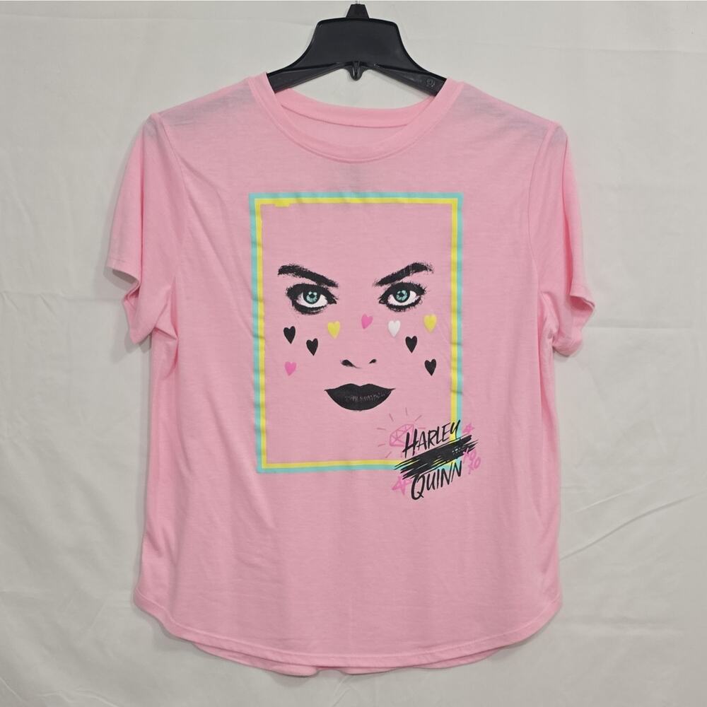 Birds of Prey Womens XXL Pink Harley Quinn Graphic Knit Short Sleeve T-Shirt